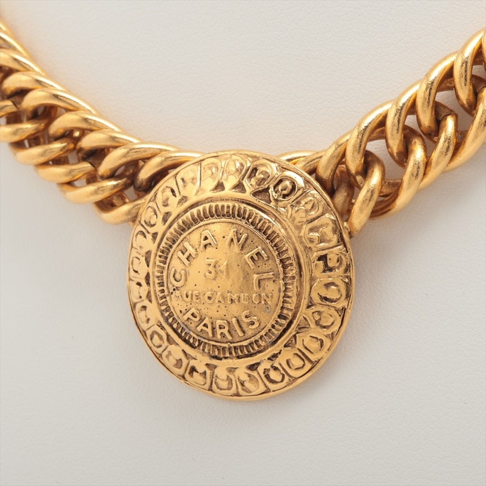 Chanel 31 RUE CAMBON 80s 24K Gold Plated Choker Chocker Necklace Medallion Coin - Picture 2 of 5